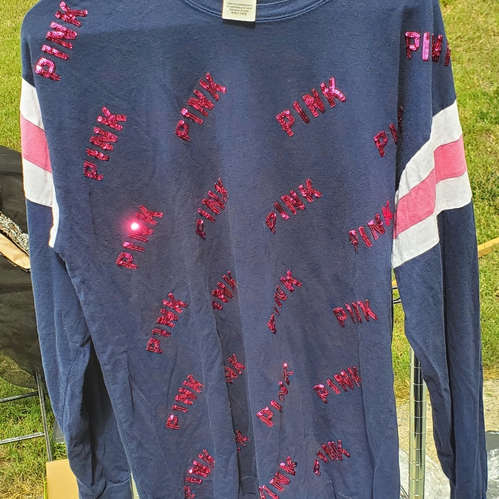 Pink Bling Campus Long Sleeve Tee